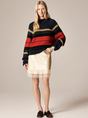 New! J. Crew 1988 Rollneck Sweater in Cotton Rugby Stripe L